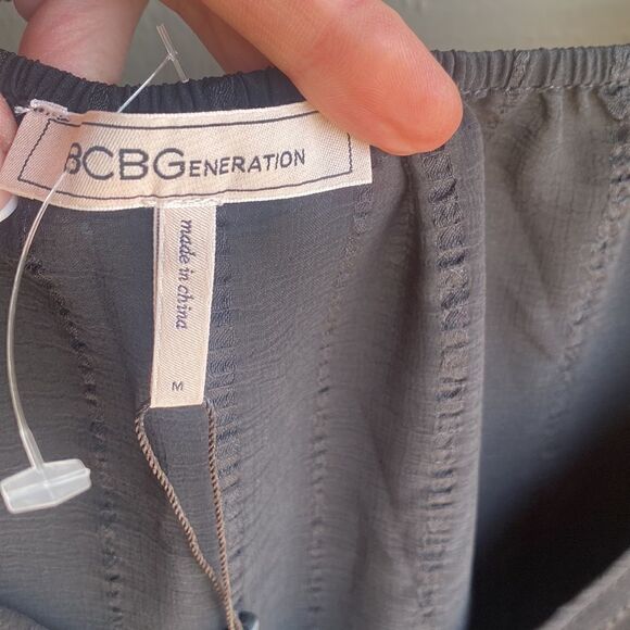 NWT - BCBGeneration Long Ballon Sleeve Wrap Style Sheer Crop Blouse Size: M - Picture 8 of 15